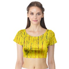 Yellow Pattern Short Sleeve Crop Top (tight Fit) by Valentinaart