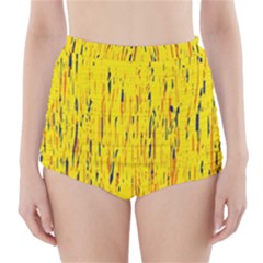 Yellow Pattern High-waisted Bikini Bottoms