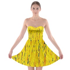 Yellow Pattern Strapless Dresses by Valentinaart