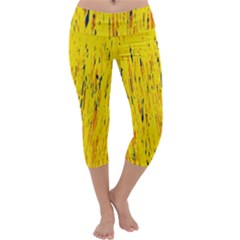 Yellow Pattern Capri Yoga Leggings