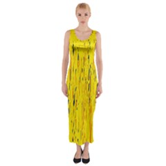 Yellow Pattern Fitted Maxi Dress