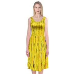 Yellow Pattern Midi Sleeveless Dress