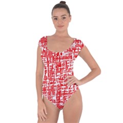 Red Decorative Pattern Short Sleeve Leotard 