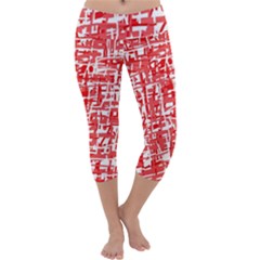 Red Decorative Pattern Capri Yoga Leggings