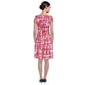 Red decorative pattern Short Sleeve Front Wrap Dress View2