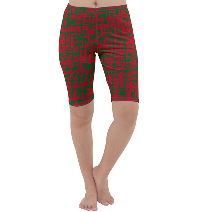 Green and red pattern Cropped Leggings 