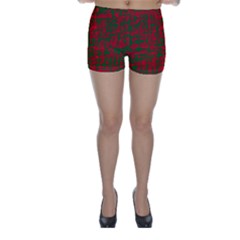 Green And Red Pattern Skinny Shorts by Valentinaart