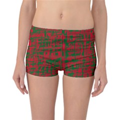 Green And Red Pattern Reversible Boyleg Bikini Bottoms by Valentinaart