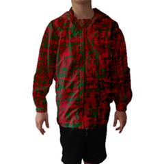 Green And Red Pattern Hooded Wind Breaker (kids)