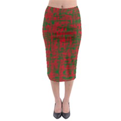 Green And Red Pattern Midi Pencil Skirt