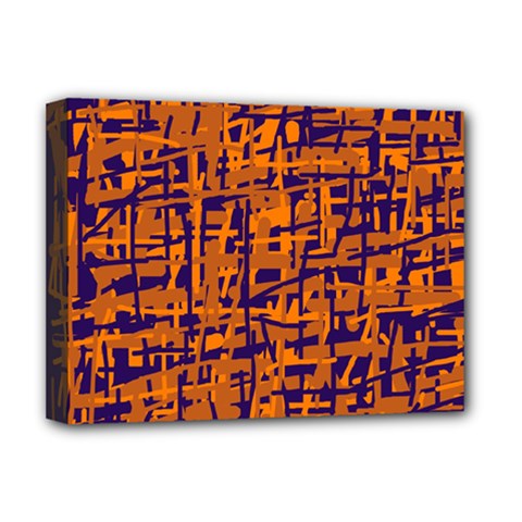 Blue And Orange Decorative Pattern Deluxe Canvas 16  X 12   by Valentinaart