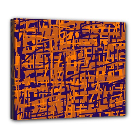 Blue And Orange Decorative Pattern Deluxe Canvas 24  X 20   by Valentinaart