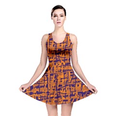 Blue And Orange Decorative Pattern Reversible Skater Dress by Valentinaart