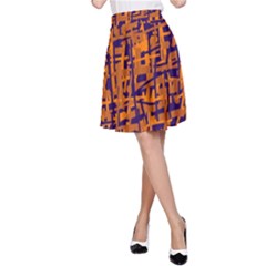 Blue And Orange Decorative Pattern A-line Skirt