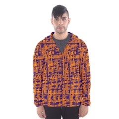 Blue And Orange Decorative Pattern Hooded Wind Breaker (men)