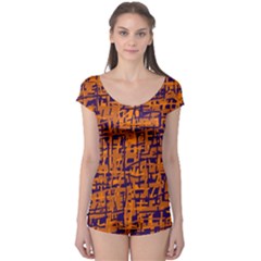 Blue And Orange Decorative Pattern Boyleg Leotard 