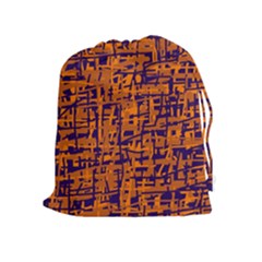 Blue And Orange Decorative Pattern Drawstring Pouches (extra Large)