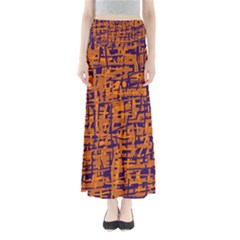 Blue And Orange Decorative Pattern Maxi Skirts