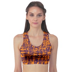 Orange And Blue Pattern Sports Bra