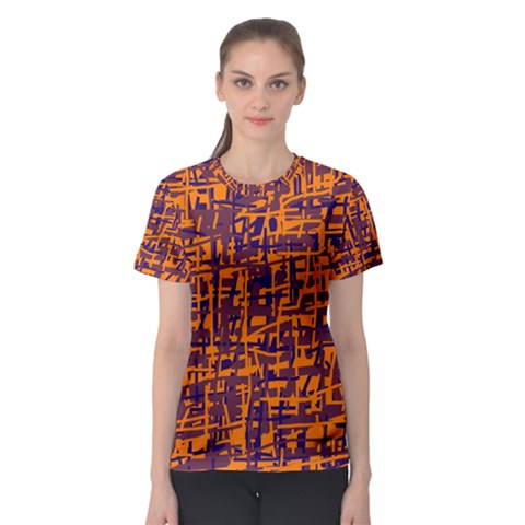 Orange And Blue Pattern Women s Sport Mesh Tee by Valentinaart