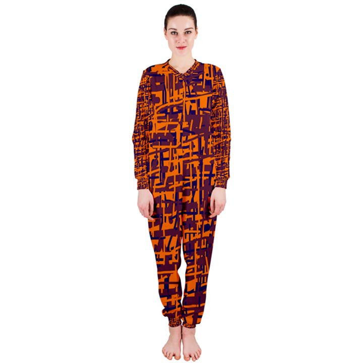 Orange and blue pattern OnePiece Jumpsuit (Ladies) 