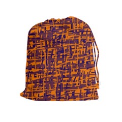 Orange And Blue Pattern Drawstring Pouches (extra Large)