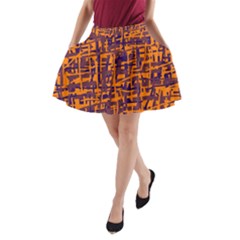 Orange And Blue Pattern A-line Pocket Skirt