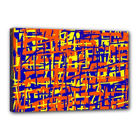 Orange, Blue And Yellow Pattern Canvas 18  X 12  by Valentinaart