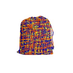 Orange, Blue And Yellow Pattern Drawstring Pouches (medium) 