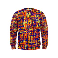 Orange, Blue And Yellow Pattern Kids  Sweatshirt by Valentinaart