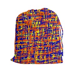 Orange, Blue And Yellow Pattern Drawstring Pouches (xxl) by Valentinaart