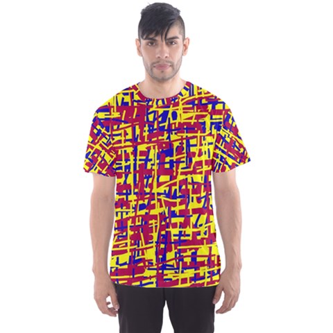 Red, Yellow And Blue Pattern Men s Sport Mesh Tee by Valentinaart