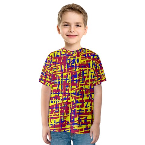 Red, Yellow And Blue Pattern Kid s Sport Mesh Tee by Valentinaart