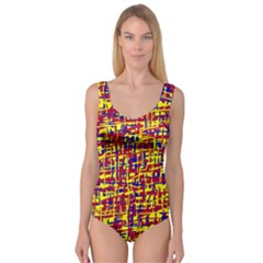 Red, Yellow And Blue Pattern Princess Tank Leotard 