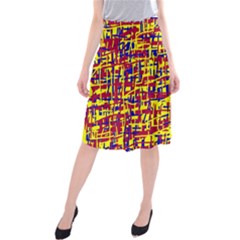 Red, Yellow And Blue Pattern Midi Beach Skirt