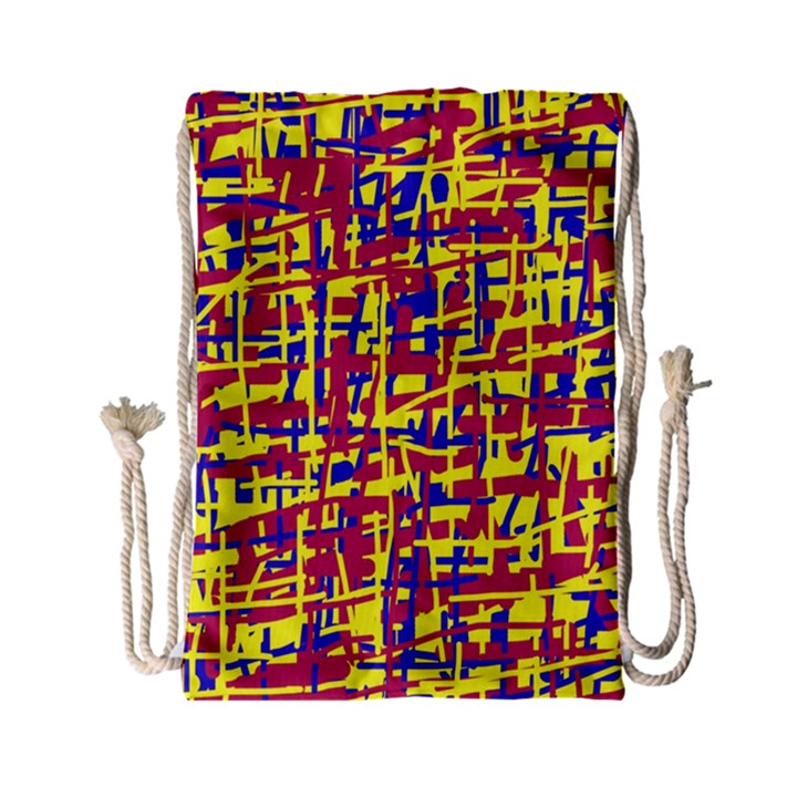 Red, yellow and blue pattern Drawstring Bag (Small)