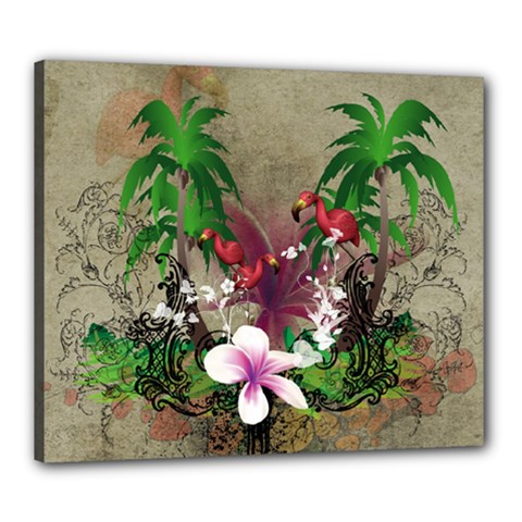 Wonderful Tropical Design With Palm And Flamingo Canvas 24  X 20  by FantasyWorld7