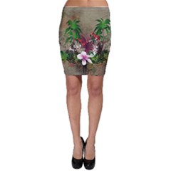 Wonderful Tropical Design With Palm And Flamingo Bodycon Skirt by FantasyWorld7