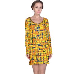 Yellow, Orange And Blue Pattern Long Sleeve Nightdress