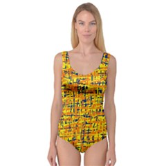 Yellow, Orange And Blue Pattern Princess Tank Leotard 