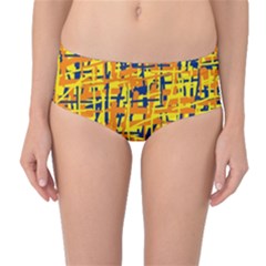 Yellow, Orange And Blue Pattern Mid-waist Bikini Bottoms by Valentinaart