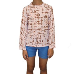 Brown Elegant Pattern Kid s Long Sleeve Swimwear