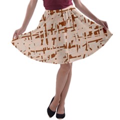 Brown Elegant Pattern A-line Skater Skirt by Valentinaart