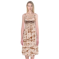 Brown Elegant Pattern Midi Sleeveless Dress