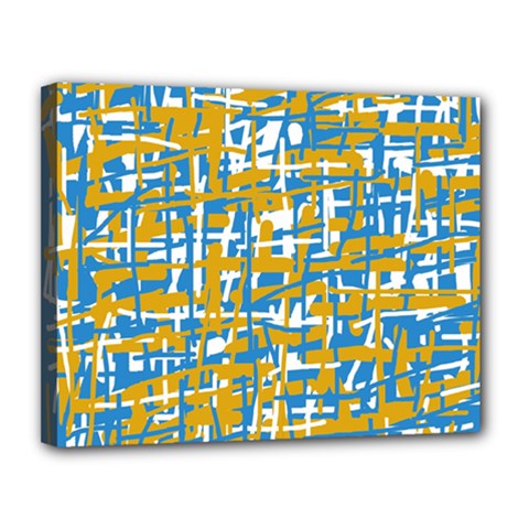 Blue And Yellow Elegant Pattern Canvas 14  X 11  by Valentinaart