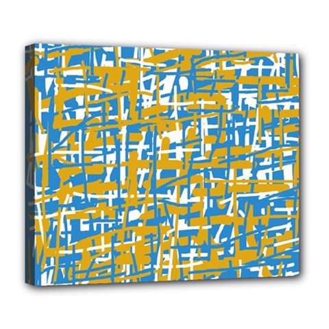 Blue And Yellow Elegant Pattern Deluxe Canvas 24  X 20   by Valentinaart