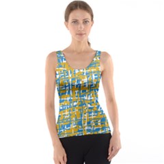 Blue And Yellow Elegant Pattern Tank Top