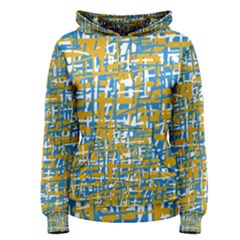 Blue And Yellow Elegant Pattern Women s Pullover Hoodie