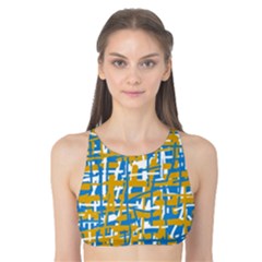 Blue And Yellow Elegant Pattern Tank Bikini Top