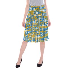 Blue And Yellow Elegant Pattern Midi Beach Skirt